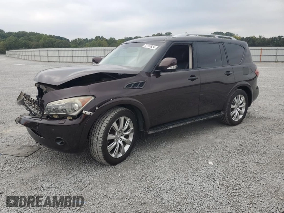 2012 Infiniti QX56 7-passenger with VIN JN8AZ2NFXC9517801, listed as a Copart auction lot 72724824 with 131,185 mi miles and Salvage Title. Bid and sale history available at carsss.com. Image 1.