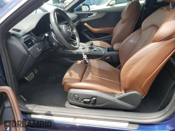 2018 Audi A5 Premium Plus with VIN WAUTNAF5XJA135051, listed as a Copart auction lot 55490655 with 28,152 mi miles and Salvage Title. Bid and sale history available at DreamBid. Image 7.