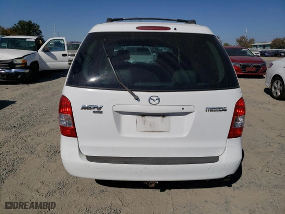 2001 Mazda MPV DX with VIN JM3LW28Y210191351, listed as a Copart auction lot 76133494 with 172,172 mi miles and Salvage Title. Bid and sale history available at carsss.com. Image 6.