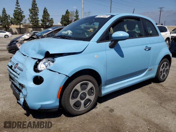 2015 FIAT 500e with VIN 3C3CFFGEXFT732572, listed as a Copart auction lot 56031635 with 65,073 mi miles and Clean title. Bid and sale history available at DreamBid. Image 1.
