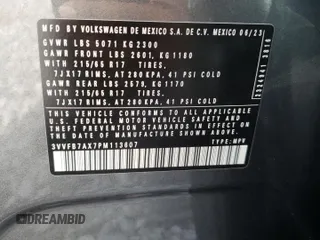 2023 Volkswagen Tiguan S z VIN 3VVFB7AX7PM113607, wystawiony jako Copart lot #71402454 z przebiegiem 23 801 mil mil oraz Szkoda całkowita • Salvage title. Historia ofert i sprzedaży dostępna na DreamBid. Obrazek 13.