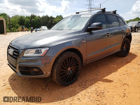 2017 Audi SQ5 Premium Plus with VIN WA1CCAFP5HA009940, listed as a Copart auction lot 55083185 with 106,962 mi miles and Salvage title. Bid and sale history available at DreamBid. Image 1.