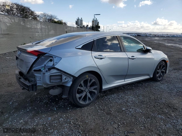 2021 Honda Civic Sedan Sport with VIN 2HGFC2F83MH553836, listed as a Copart auction lot 48427565 with 37,447 mi miles and Salvage Title. Bid and sale history available at carsss.com. Image 3.