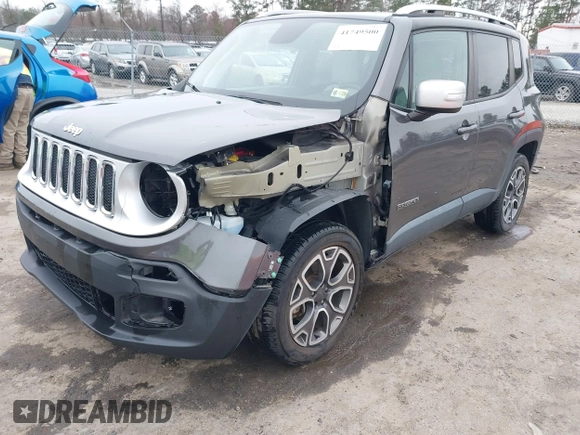 2018 Jeep Renegade Limited z VIN ZACCJBDB4JPH11505, wystawiony jako IAAI lot #41749500 z przebiegiem 75 494 mil mil oraz . Historia ofert i sprzedaży dostępna na DreamBid. Obrazek 2.