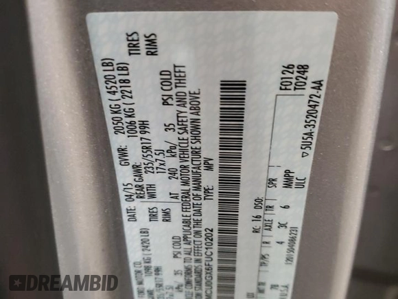 2015 Ford Escape SE with VIN 1FMCU0GX6FUC10202, listed as a Copart auction lot 53189235 with 76,079 mi miles and Salvage Title. Bid and sale history available at carsss.com. Image 13.