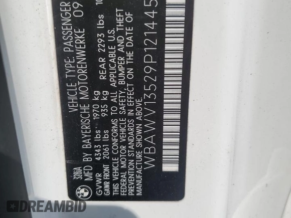 2009 BMW 3 Series 328i с VIN WBAWV13529P121445, выставлен на аукционе Copart как лот 65310625 с пробегом 173 110 миль миль и Списание • Salvage title. История ставок и продаж доступна на DreamBid. Изображение 12.