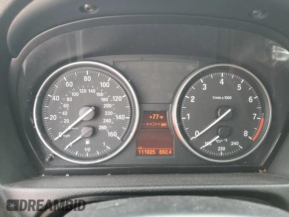 2013 BMW 3 Series 328i with VIN WBADW7C52DE732670, listed as a Copart auction lot 80785864 with 111,025 mi miles and Salvage Title. Bid and sale history available at carsss.com. Image 9.