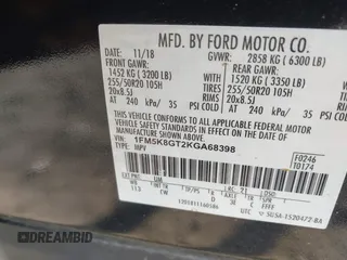 2019 Ford Explorer Sport с VIN 1FM5K8GT2KGA68398, выставлен на аукционе IAAI как лот 42571730 с пробегом 103 552 миль миль и . История ставок и продаж доступна на DreamBid. Изображение 9.