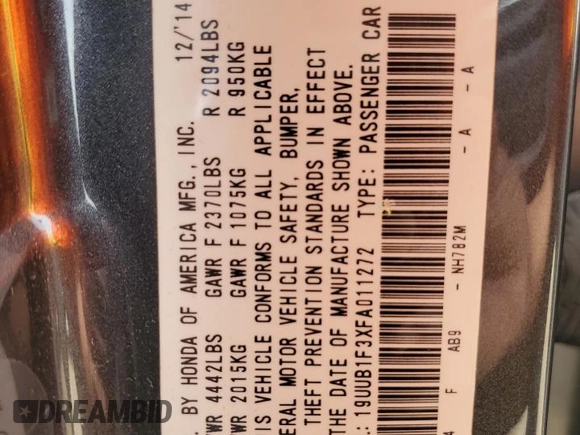 2015 Acura TLX z VIN 19UUB1F3XFA011272, wystawiony jako Copart lot #55036185 z przebiegiem 128 251 mil mil oraz Szkoda całkowita • Salvage title. Historia ofert i sprzedaży dostępna na DreamBid. Obrazek 12.