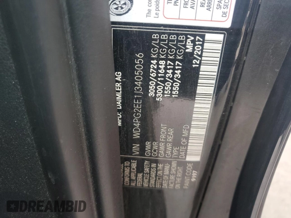 2018 Mercedes-Benz Metris Passenger z VIN WD4PG2EE1J3405056, wystawiony jako Copart lot #57870675 z przebiegiem 200 559 mil mil oraz Czysty tytuł • Clean title. Historia ofert i sprzedaży dostępna na DreamBid. Obrazek 13.