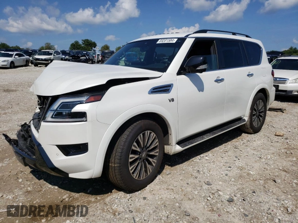 2021 Nissan Armada SL with VIN JN8AY2BB1M9791538, listed as a Copart auction lot 69201584 with 53,565 mi miles and Salvage Title. Bid and sale history available at carsss.com. Image 1.