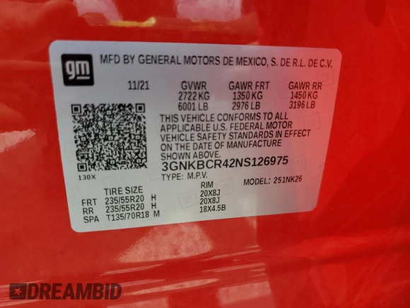 2022 Chevrolet Blazer LT with VIN 3GNKBCR42NS126975, listed as a Copart auction lot 62100955 with 23,791 mi miles and Clean title. Bid and sale history available at DreamBid. Image 13.