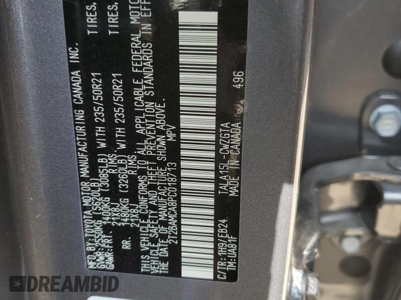 2023 Lexus RX 350 with VIN 2T2BAMCA8PC018713, listed as a Copart auction lot 63203715 with 44,744 mi miles and Salvage title. Bid and sale history available at DreamBid. Image 13.