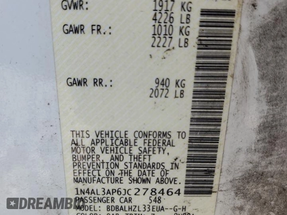 2018 Nissan Altima S with VIN 1N4AL3AP6JC278464, listed as a Copart auction lot 58281054 with 86,868 mi miles and Salvage Title. Bid and sale history available at DreamBid. Image 12.