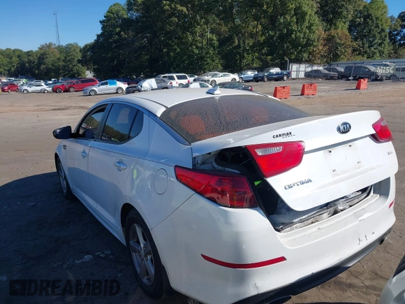 2015 Kia Optima LX with VIN 5XXGM4A72FG397031, listed as a IAAI auction lot 40628126 with 170,106 mi miles. Bid and sale history available at carsss.com. Image 3.