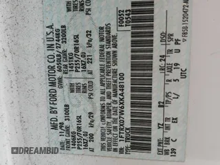 1999 Ford F-150 z VIN 1FTRX07W6XKA48100, wystawiony jako Copart lot #73209844 z przebiegiem Nie podano mil oraz Szkoda całkowita • Salvage title. Historia ofert i sprzedaży dostępna na DreamBid. Obrazek 14.