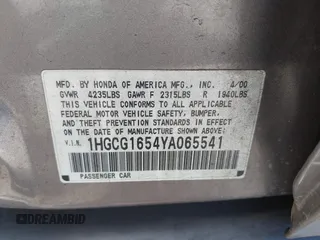 2000 Honda Accord EX с VIN 1HGCG1654YA065541, выставлен на аукционе IAAI как лот 42414986 с пробегом 158 544 миль миль и . История ставок и продаж доступна на DreamBid. Изображение 9.