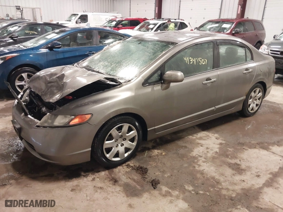 2007 Honda Civic Sdn LX with VIN 2HGFA165X7H311345, listed as a IAAI auction lot 41347507 with 109,411 mi miles. Bid and sale history available at carsss.com. Image 2.