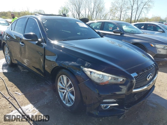 2015 Infiniti Q50 Premium with VIN JN1BV7AR2FM396677, listed as a IAAI auction lot 42017514 with 98,967 mi miles. Bid and sale history available at carsss.com. Image 1.