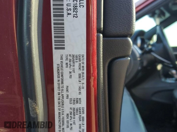2022 Jeep Grand Cherokee WK Limited with VIN 1C4RJFBG0NC186212, listed as a Copart auction lot 82212964 with 76,572 mi miles and Salvage Title. Bid and sale history available at carsss.com. Image 16.
