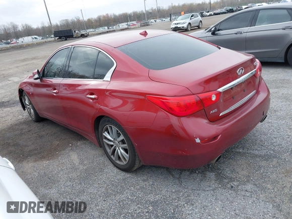 2014 Infiniti Q50 Premium with VIN JN1BV7AR7EM699016, listed as a IAAI auction lot 41858326 with 222,127 mi miles. Bid and sale history available at carsss.com. Image 3.