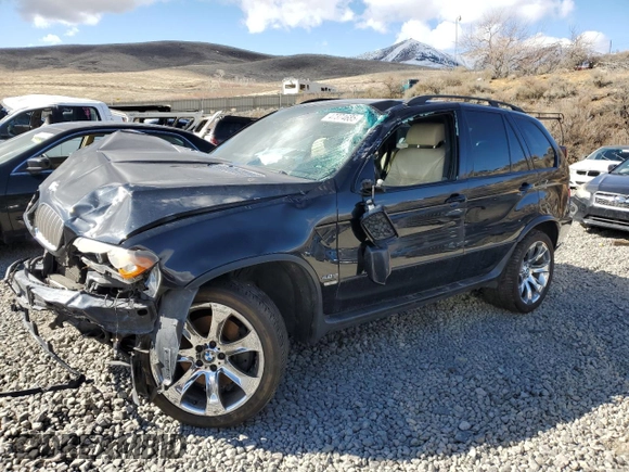 2005 BMW X5 4.8is with VIN 5UXFA93555LE83558, listed as a Copart auction lot 47374685 with 0 mi miles and Salvage Title. Bid and sale history available at carsss.com. Image 1.