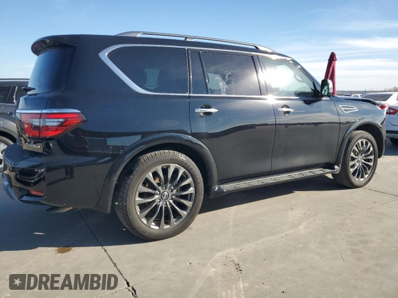 2023 Nissan Armada Platinum with VIN JN8AY2DA8P9402953, listed as a Copart auction lot 88918885 with 43,737 mi miles and Clean Title. Bid and sale history available at carsss.com. Image 3.