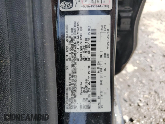 2015 Ford Fiesta SE с VIN 3FADP4BJ4FM141126, выставлен на аукционе Copart как лот 57139745 с пробегом 148 114 миль миль и Списание • Salvage title. История ставок и продаж доступна на DreamBid. Изображение 12.