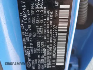 2022 Hyundai Kona SEL with VIN KM8K6CAB8NU922987, listed as a Copart auction lot 43413165 with 44,362 mi miles and Salvage Title. Bid and sale history available at DreamBid. Image 15.
