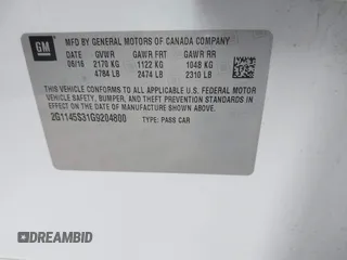 2016 Chevrolet Impala LTZ with VIN 2G1145S31G9204800, listed as a IAAI auction lot 41503224 with 73,732 mi miles. Bid and sale history available at carsss.com. Image 9.