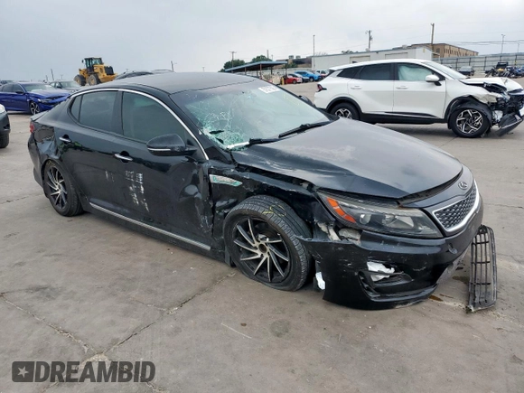 2015 Kia Optima EX with VIN KNAGN4AD0F5090350, listed as a Copart auction lot 57577595 with 109,345 mi miles and Salvage title. Bid and sale history available at DreamBid. Image 4.