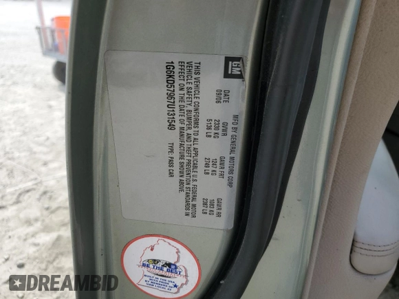 2007 Cadillac DTS Performance z VIN 1G6KD57967U131549, wystawiony jako Copart lot #70918804 z przebiegiem 73 618 mil mil oraz Szkoda całkowita • Salvage title. Historia ofert i sprzedaży dostępna na DreamBid. Obrazek 12.