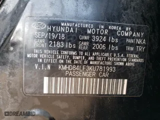 2019 Hyundai Elantra Preferred with VIN KMHD84LF3KU781993, listed as a Copart auction lot 46260865 with 41,084 mi miles and Salvage Title. Bid and sale history available at carsss.com. Image 12.