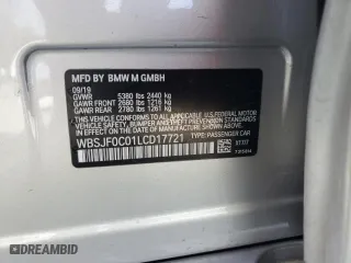 2020 BMW M5 with VIN WBSJF0C01LCD17721, listed as a Copart auction lot 79543404 with 0 mi miles and Salvage Title. Bid and sale history available at carsss.com. Image 14.