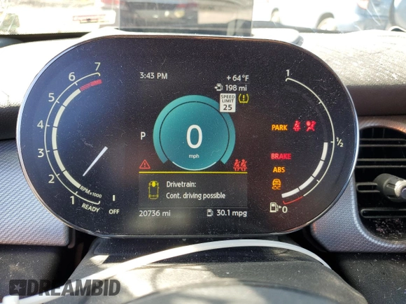 2022 MINI Convertible Cooper S z VIN WMW43DL09N3N62946, wystawiony jako Copart lot #52039284 z przebiegiem 20 736 mil mil oraz Szkoda całkowita • Salvage title. Historia ofert i sprzedaży dostępna na DreamBid. Obrazek 9.
