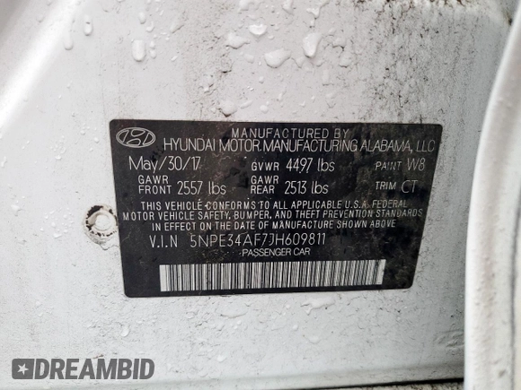 2018 Hyundai Sonata SEL with VIN 5NPE34AF7JH609811, listed as a Copart auction lot 54253855 with 129,435 mi miles and Clean Title. Bid and sale history available at DreamBid. Image 13.