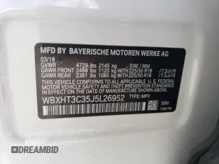 2018 BMW X1 xDrive28i with VIN WBXHT3C35J5L26952, listed as a Copart auction lot 51715035 with 63,306 mi miles and Salvage Title. Bid and sale history available at carsss.com. Image 13.