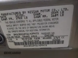 2001 Nissan Sentra GXE with VIN 3N1CB51D41L439473, listed as a IAAI auction lot 41871848 with 129,834 mi miles and . Bid and sale history available at DreamBid. Image 9.