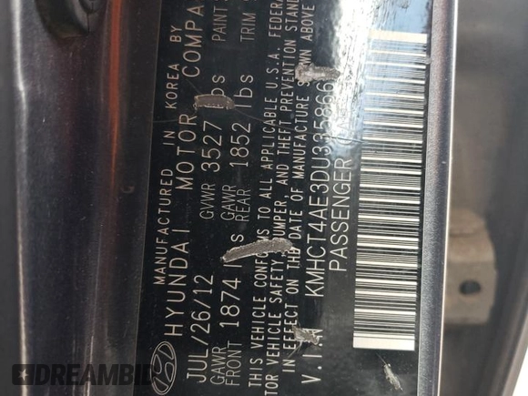 2013 Hyundai Accent GLS with VIN KMHCT4AE3DU335866, listed as a Copart auction lot 67325384 with 126,222 mi miles and Salvage Title. Bid and sale history available at carsss.com. Image 14.