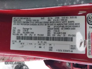 2016 Ford Fiesta SE with VIN 3FADP4BJ9GM159803, listed as a IAAI auction lot 41629525 with 1 mi miles. Bid and sale history available at carsss.com. Image 9.