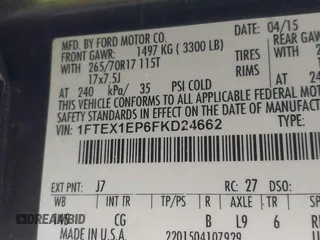 2015 Ford F-150 XLT с VIN 1FTEX1EP6FKD24662, выставлен на аукционе IAAI как лот 41505565 с пробегом 246 898 миль миль и . История ставок и продаж доступна на DreamBid. Изображение 9.