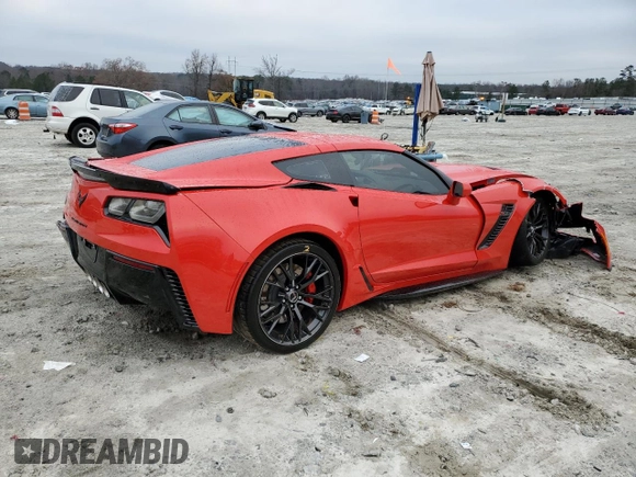 2019 Chevrolet Corvette Z06 2LZ with VIN 1G1YS2D68K5605762, listed as a Copart auction lot 85744714 with 6,485 mi miles and Salvage Title. Bid and sale history available at carsss.com. Image 3.