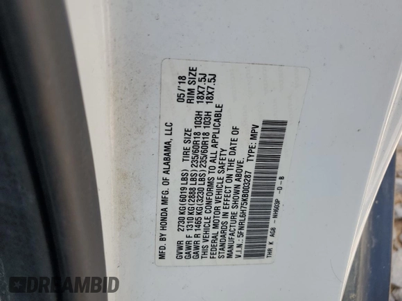2019 Honda Odyssey EX-L z VIN 5FNRL6H75KB003287, wystawiony jako Copart lot #54917985 z przebiegiem 156 750 mil mil oraz Szkoda całkowita • Salvage title. Historia ofert i sprzedaży dostępna na DreamBid. Obrazek 13.