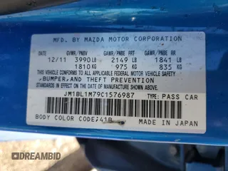2012 Mazda 3 i Grand Touring with VIN JM1BL1M79C1576987, listed as a Copart auction lot 83452574 with 192,510 mi miles and Salvage Title. Bid and sale history available at DreamBid. Image 12.