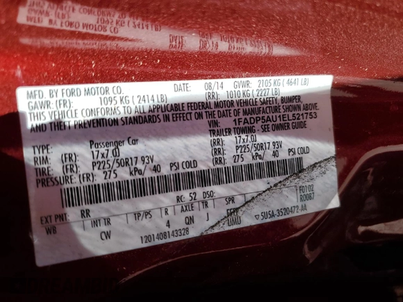 2014 Ford C-Max SE z VIN 1FADP5AU1EL521753, wystawiony jako Copart lot #52584955 z przebiegiem 112 648 mil mil oraz Szkoda całkowita • Salvage title. Historia ofert i sprzedaży dostępna na DreamBid. Obrazek 12.