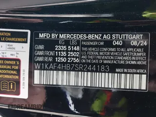 2025 Mercedes-Benz C 300 with VIN W1KAF4HB7SR244183, listed as a IAAI auction lot 41663163 with 1,291 mi miles and . Bid and sale history available at DreamBid. Image 9.