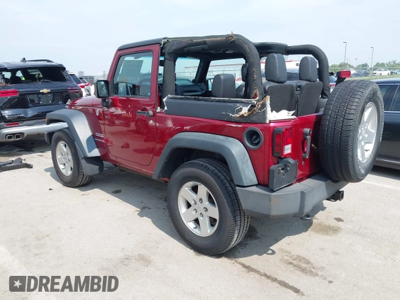 2013 Jeep Wrangler Sport z VIN 1C4GJWAG0DL543850, wystawiony jako IAAI lot #42374916 z przebiegiem 163 977 mil mil oraz . Historia ofert i sprzedaży dostępna na DreamBid. Obrazek 3.