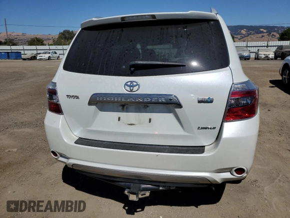 2008 Toyota Highlander Hybrid Limited with VIN JTEEW44A582020867, listed as a Copart auction lot 69971894 with 180,182 mi miles and Salvage Title. Bid and sale history available at carsss.com. Image 6.