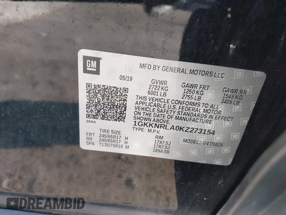 2019 GMC Acadia SLE z VIN 1GKKNRLA0KZ273154, wystawiony jako IAAI lot #41742680 z przebiegiem 52 885 mil mil oraz . Historia ofert i sprzedaży dostępna na DreamBid. Obrazek 9.