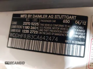 2012 Mercedes-Benz E 350 Luxury with VIN WDDHF8JB3CA642474, listed as a IAAI auction lot 41952364 with 75,763 mi miles and . Bid and sale history available at DreamBid. Image 9.